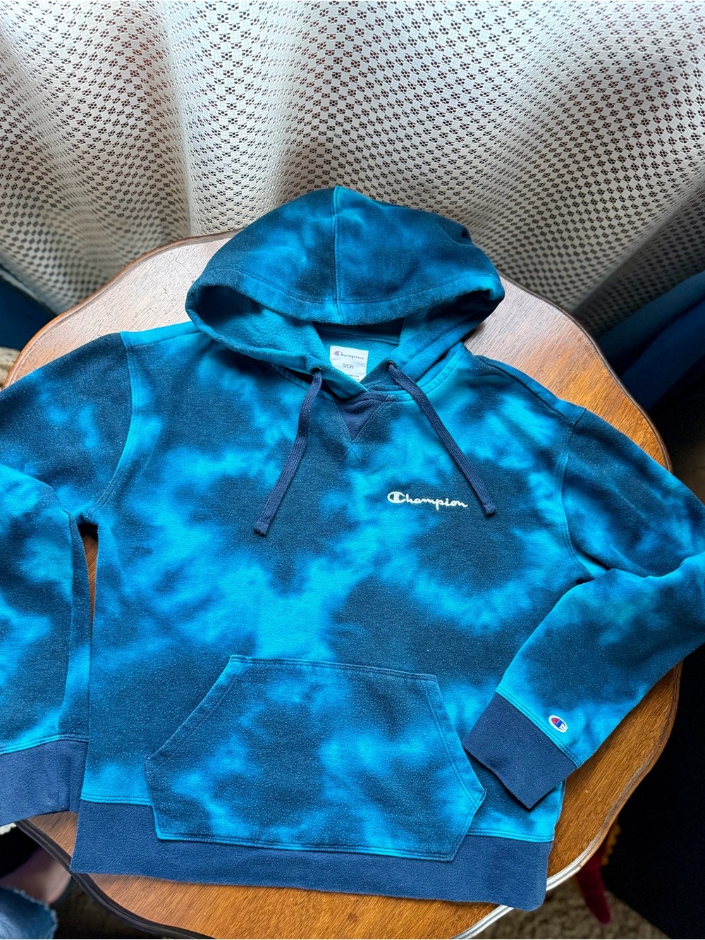 Champion Kids Blue Tie-Dye Hooded Sweatshirt